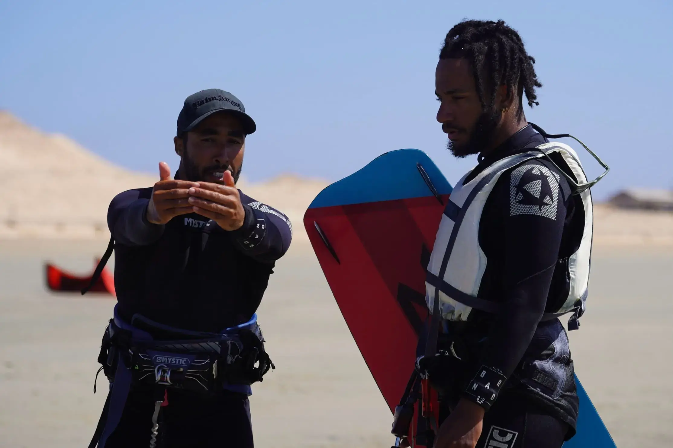 Instructor demonstrating kitesurfing techniques in Dakhla, Morocco